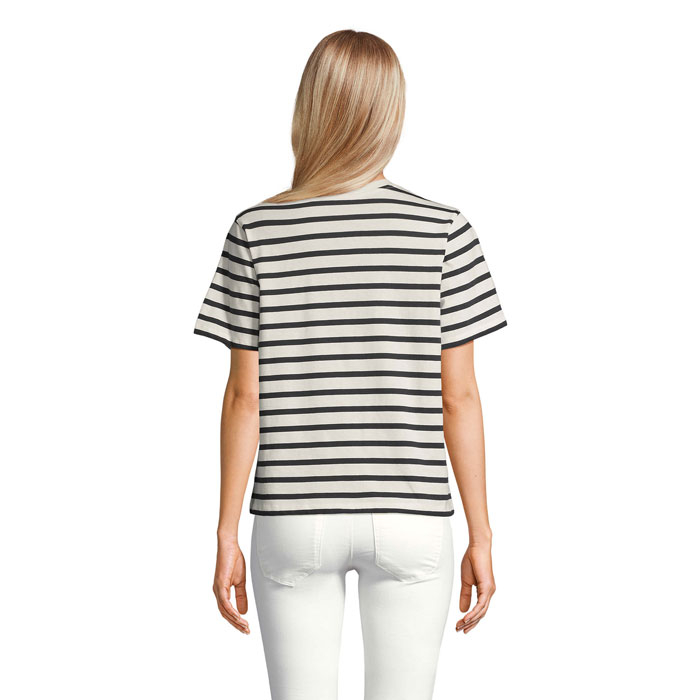 T-shirt femme personnalisable coton bio 150 g/m² Legend Off White| Navy